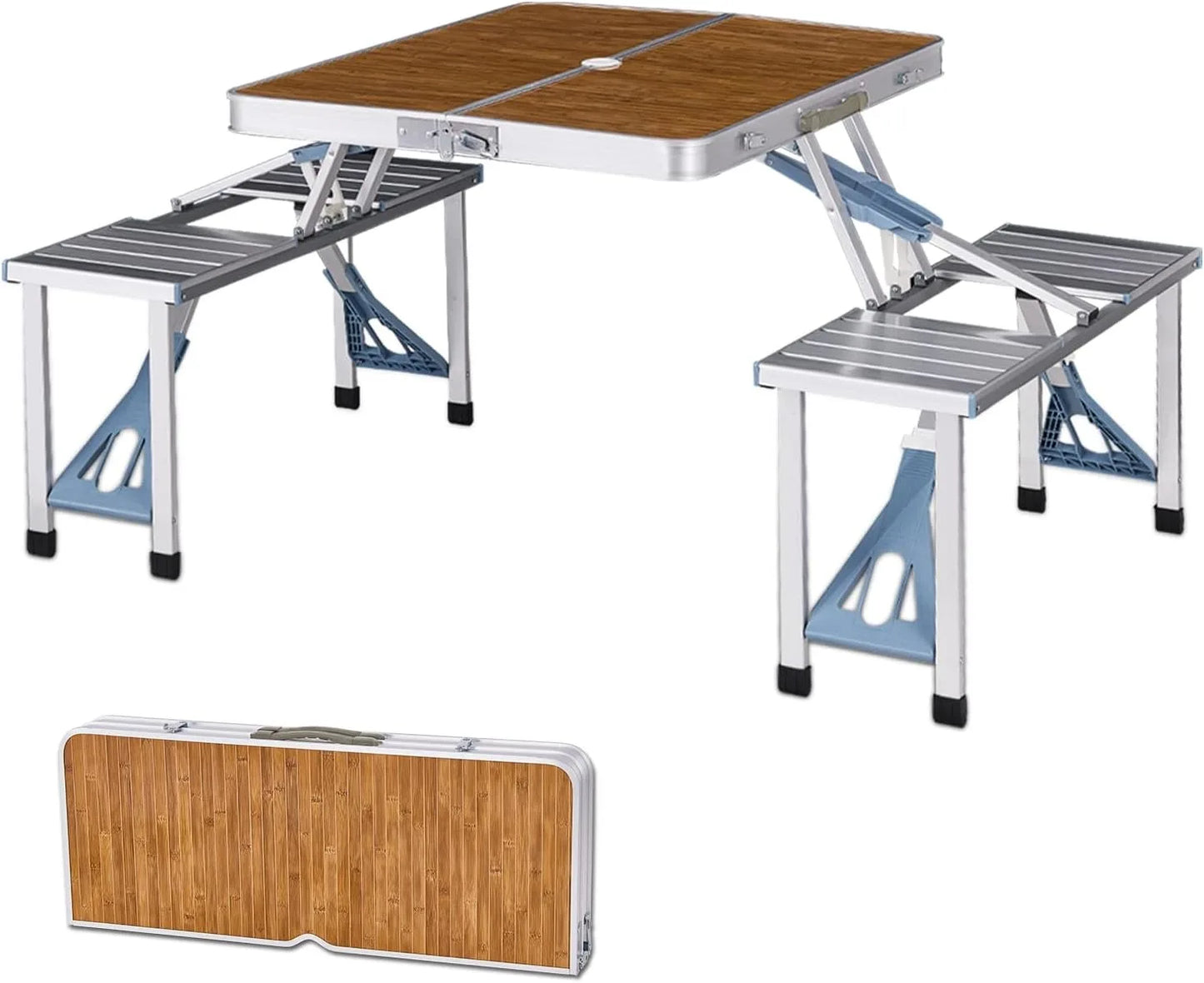 Portable Folding Picnic Table For Four With Umbrella Hole