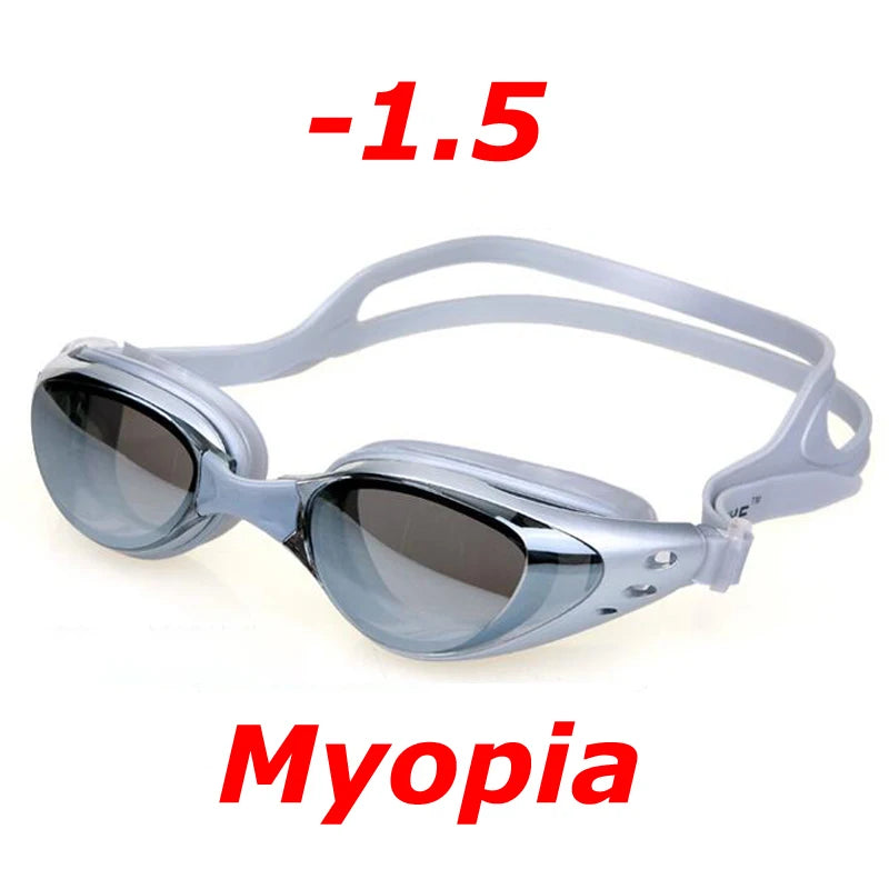 Plating Myopia Swim Goggles Waterproof Anti Fog UV Shield Unisex