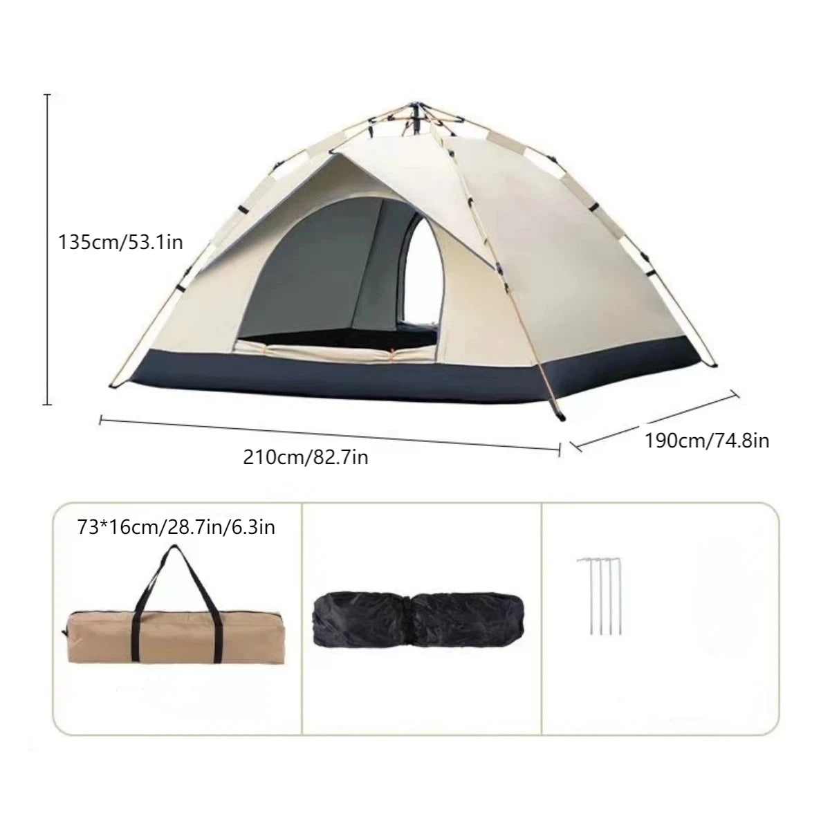 Pakicetus Outdoor Automatic Quick-Opening Rainproof Tent With Two Doors