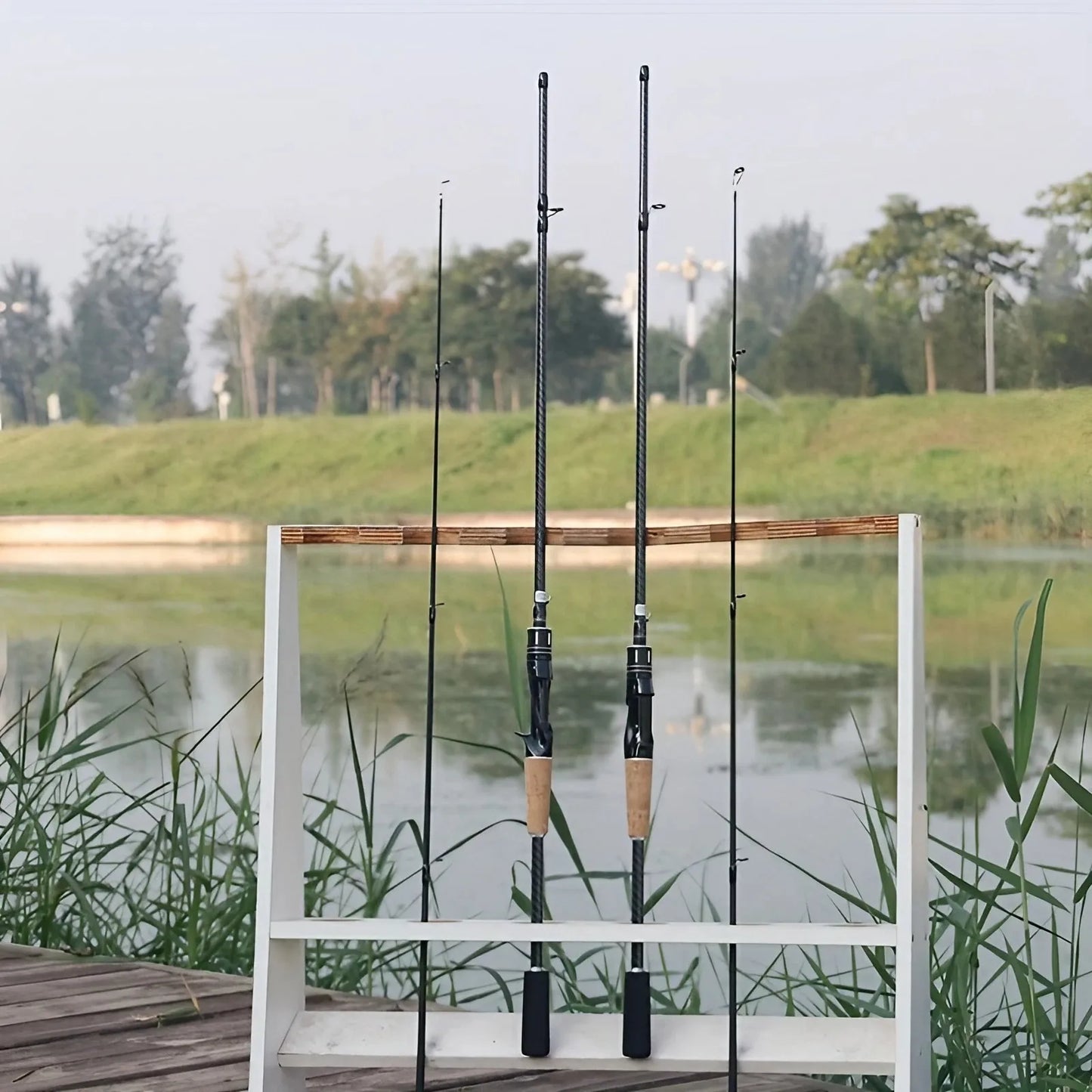 Ultralight 2-Section Carbon Fiber Fly Fishing Rod With Wooden Handle