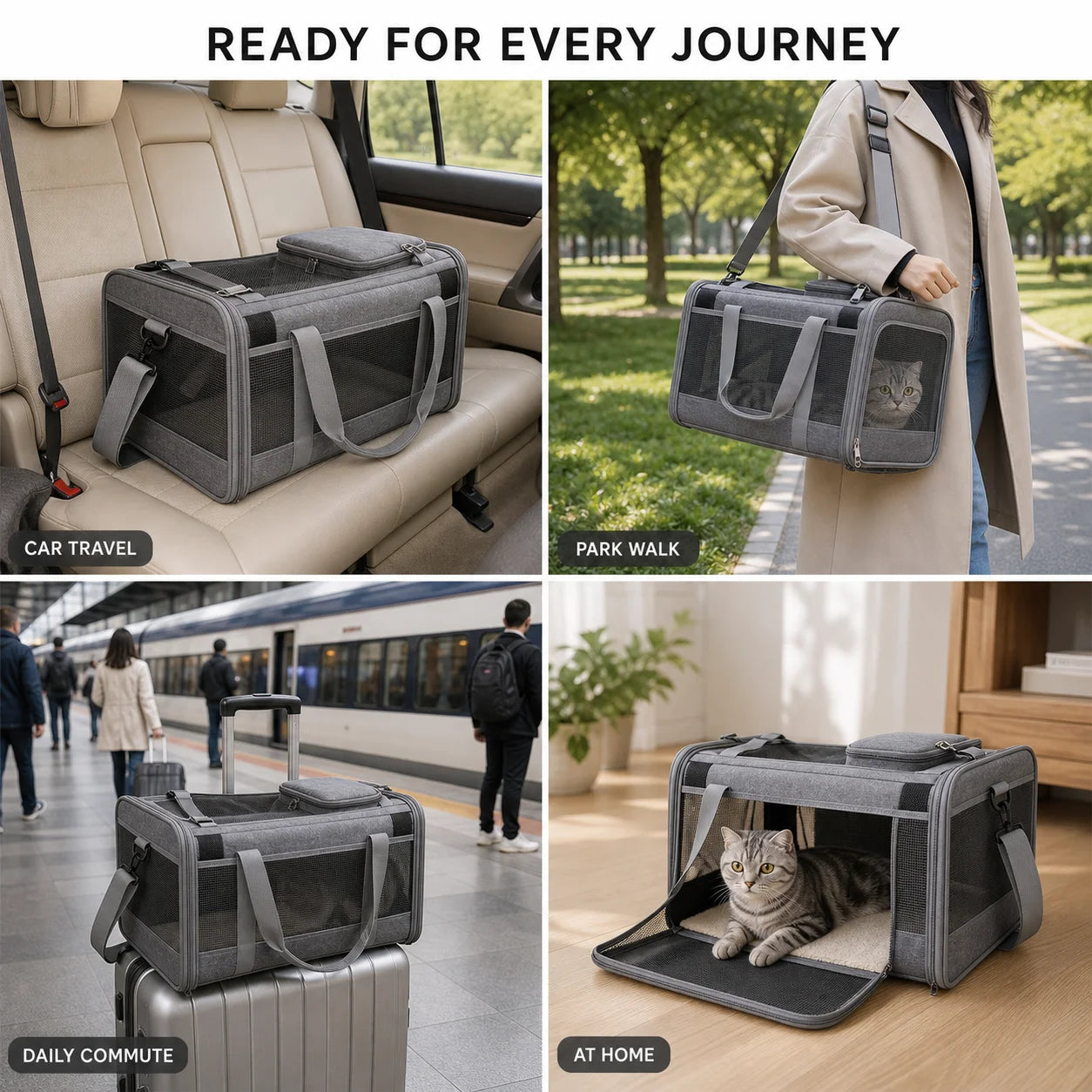 Portable Expandable Pet Travel Bag Soft Sided Breathable
