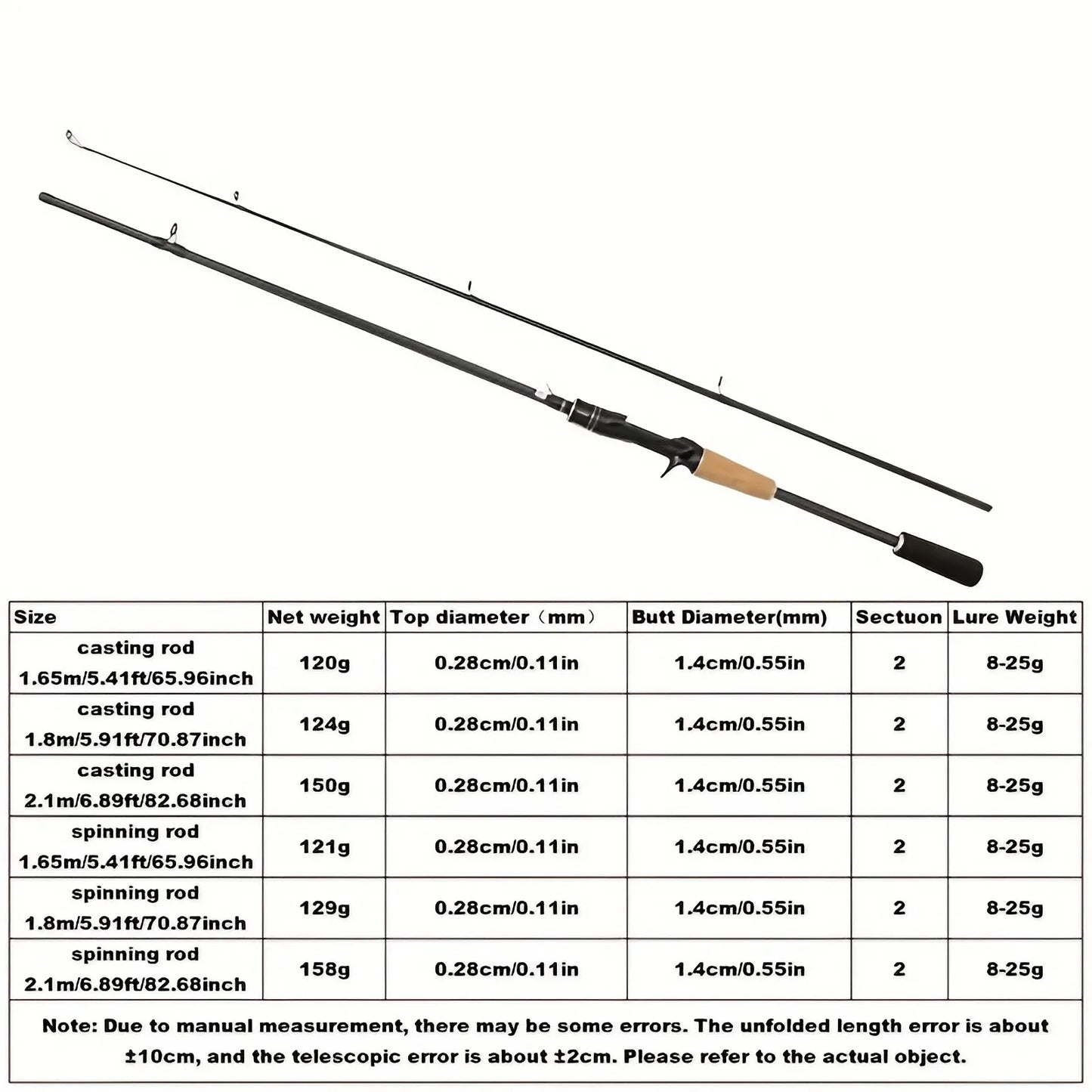 Ultralight 2-Section Carbon Fiber Fly Fishing Rod With Wooden Handle