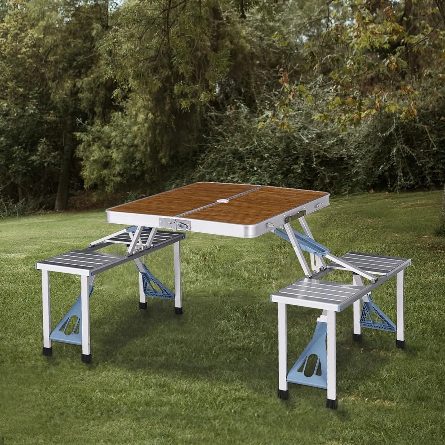 Portable Folding Picnic Table For Four With Umbrella Hole
