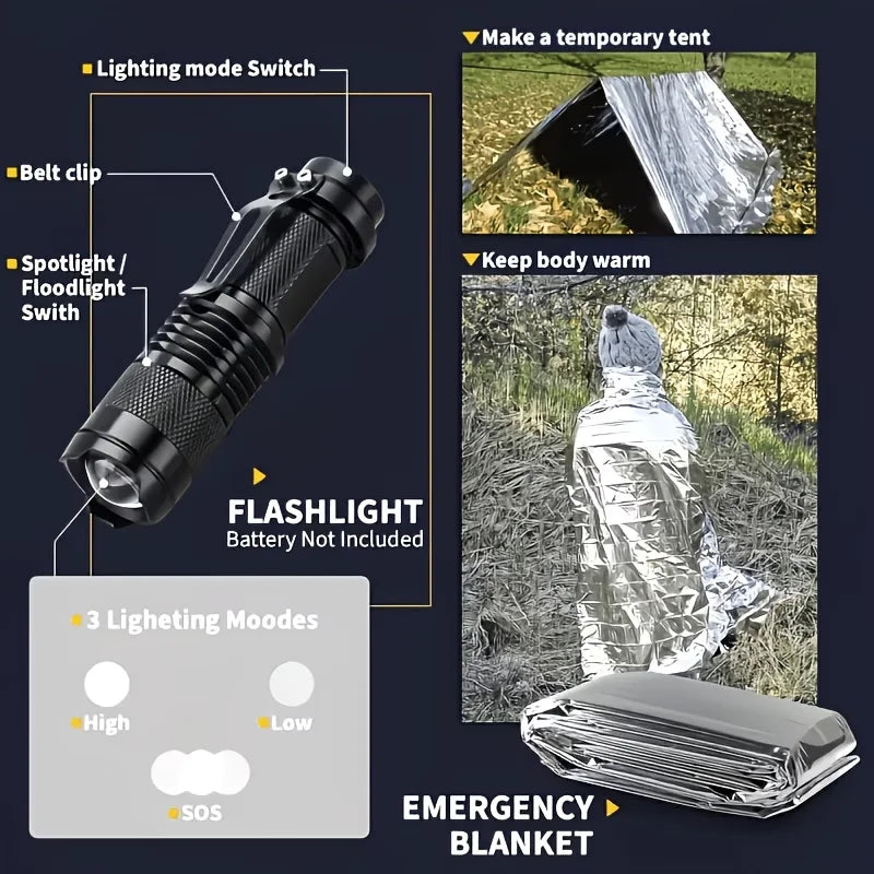 Outdoor Survival Kit First Aid Set For Travel Camping And Office Use
