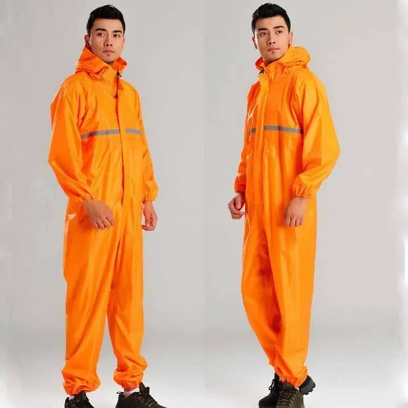 One-Piece Waterproof Hooded Raincoat for Men and Women