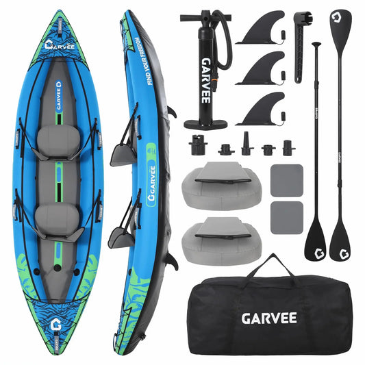 Two-Person Inflatable Kayak For Fishing With Padded Seats