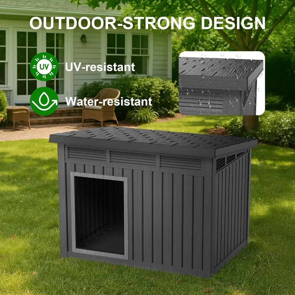 All Weather Resin Dog House For Outdoor Use Backyard Farm