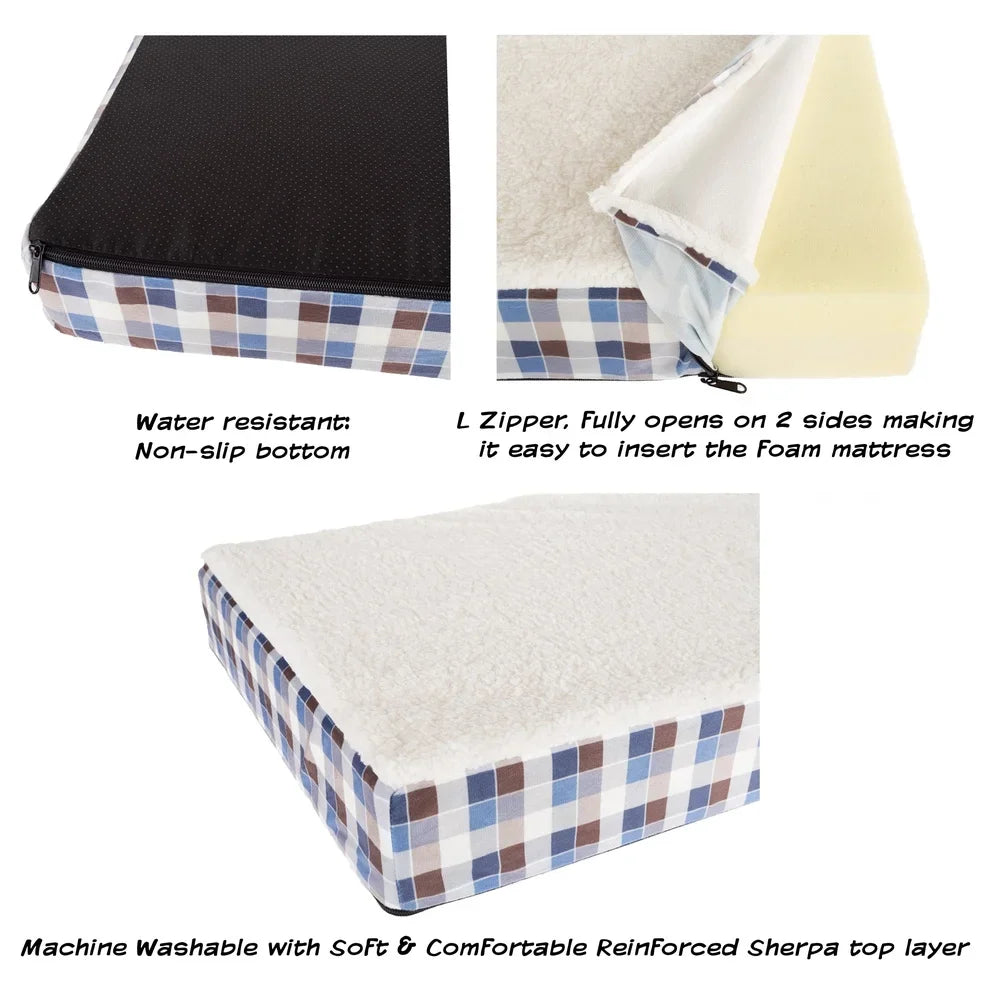 Dog Bed Replacement Cover Sherpa Top Non Slip Removable Washable