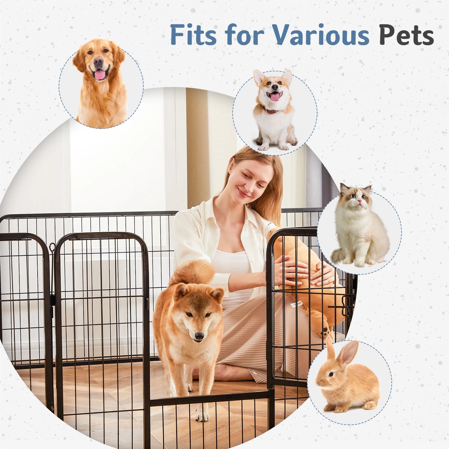 JHK Metal 8-Panel Dog Playpen Pet Fence for Outdoor Use