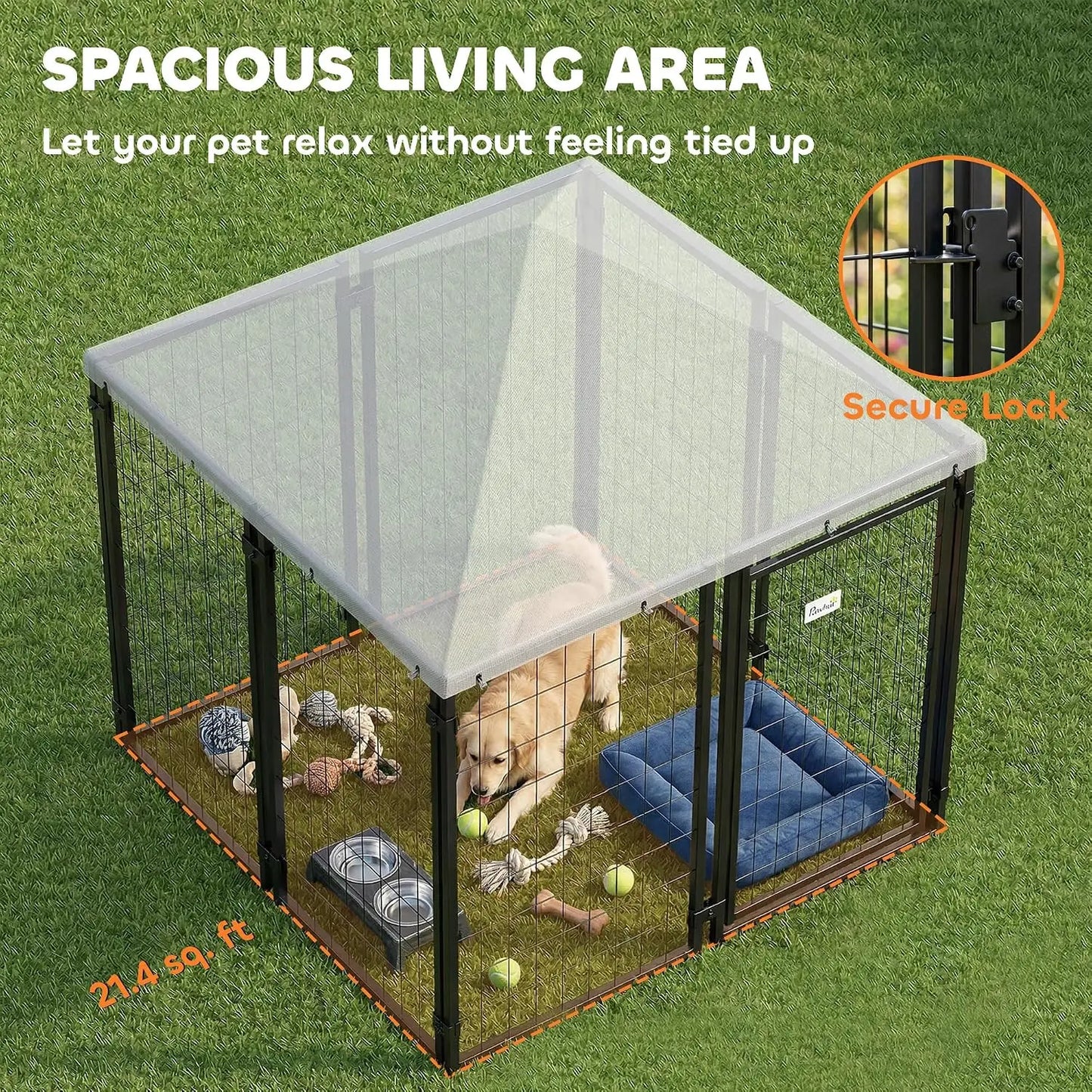 Welded Wire Outdoor Dog Kennel With Waterproof UV Cover