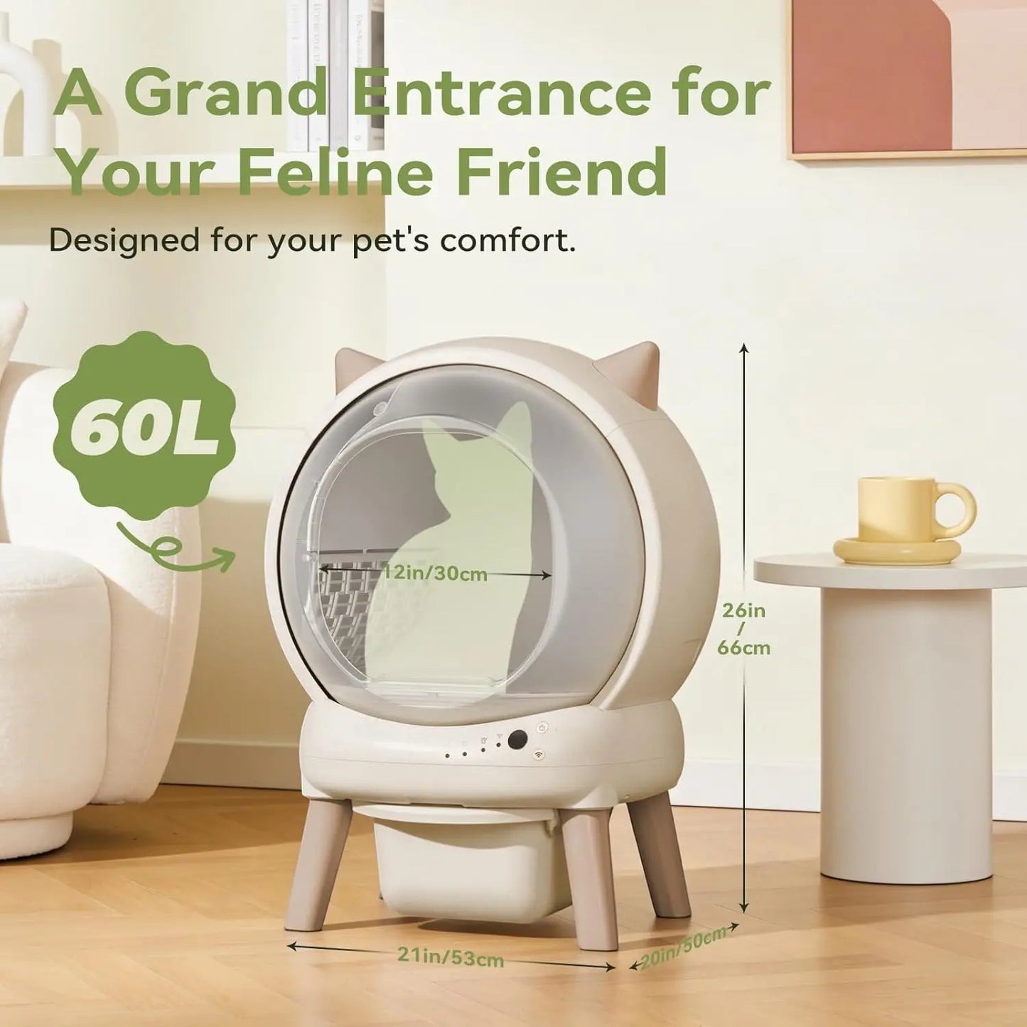 E2 Automatic Self-Cleaning Cat Litter Box With Smart App Control