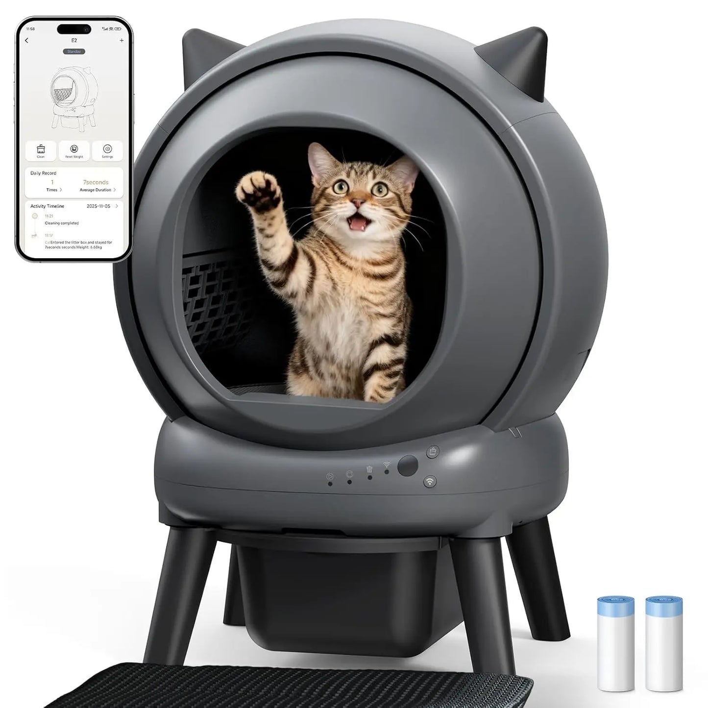 E2 Automatic Self-Cleaning Cat Litter Box With Smart App Control