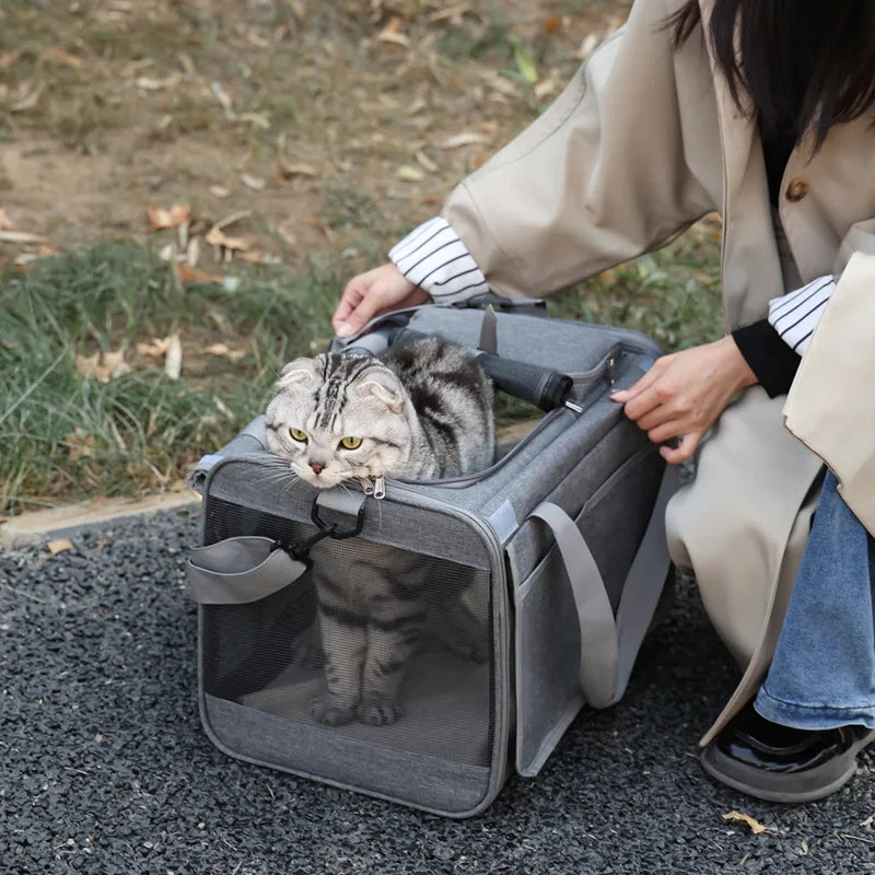 Portable Expandable Pet Travel Bag Soft Sided Breathable