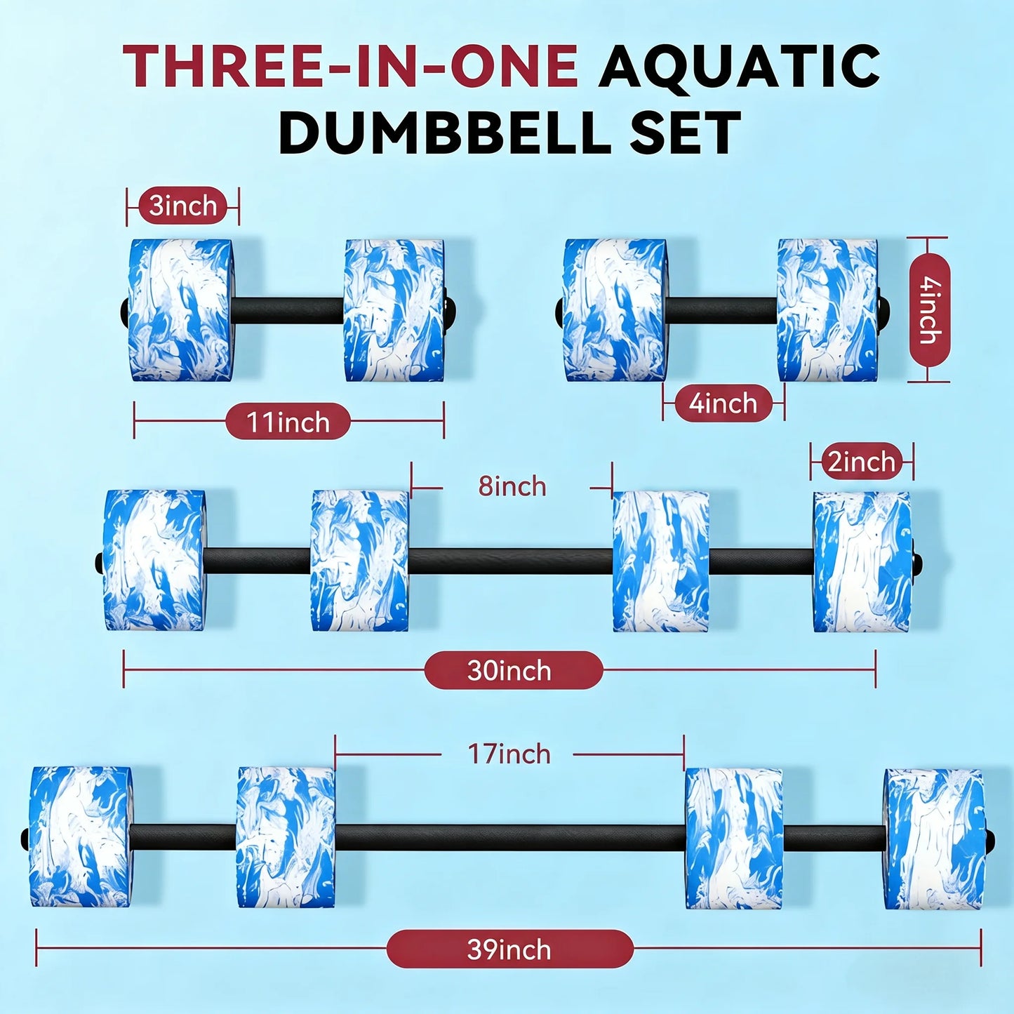 3-In-1 Aquatic Exercise Dumbbells For Pool Exercise And Water Therapy