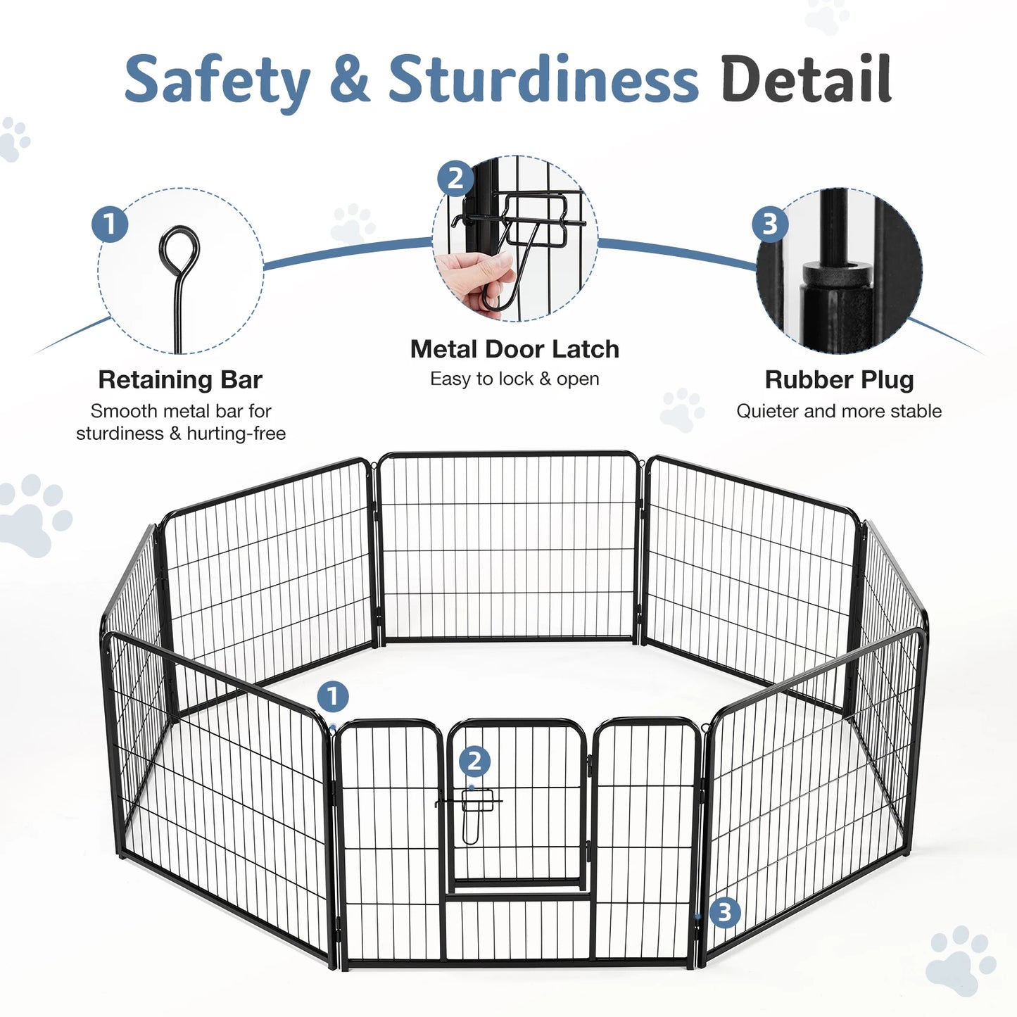 JHK Metal 8-Panel Dog Playpen Pet Fence for Outdoor Use