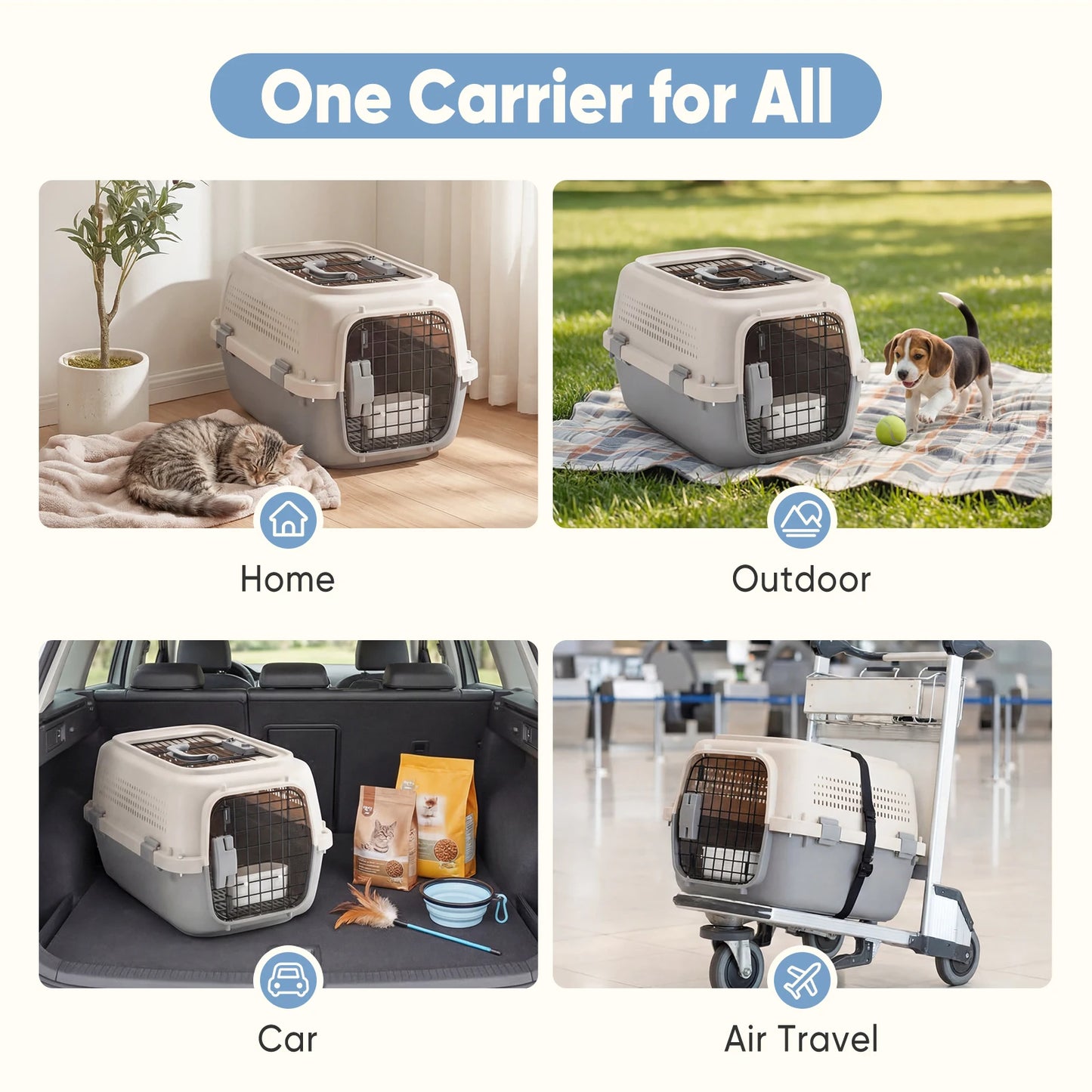 JHK 23-Inch Pet Carrier for Small Dogs and Cats Travel