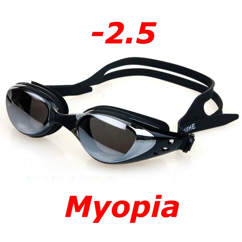 Plating Myopia Swim Goggles Waterproof Anti Fog UV Shield Unisex