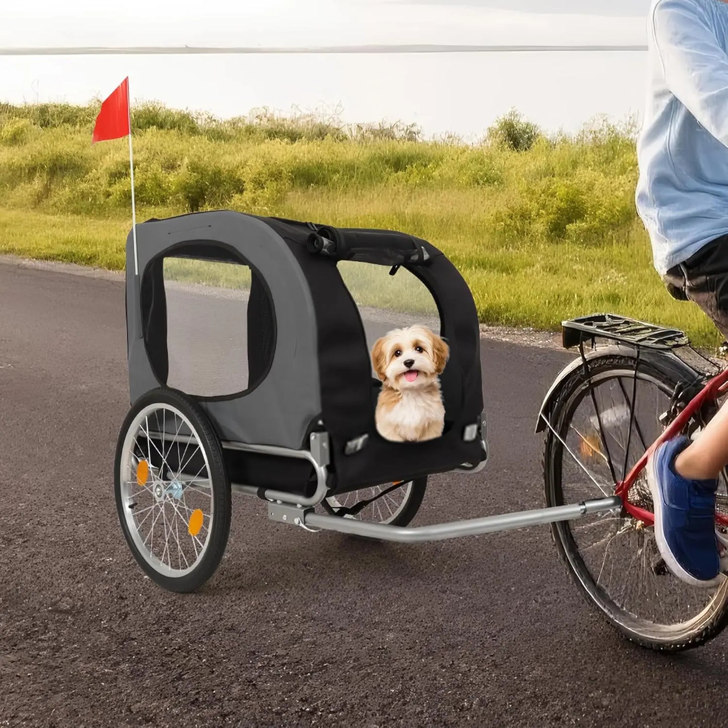 HiMISS Steel Dog Bike Trailer With Universal Coupler Folding
