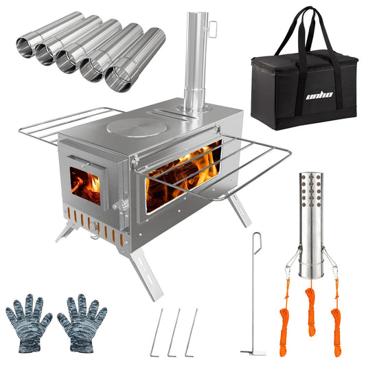 Hot Tent Stove Wood Burning Portable Stove With Chimney Pipes