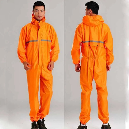 One-Piece Waterproof Hooded Raincoat for Men and Women