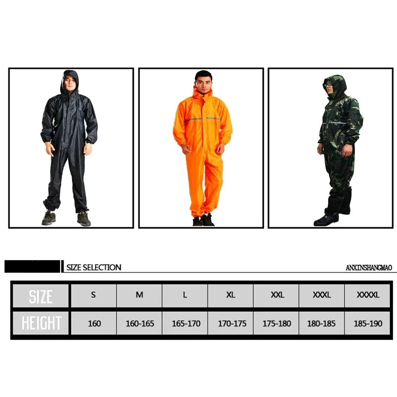 One-Piece Waterproof Hooded Raincoat for Men and Women