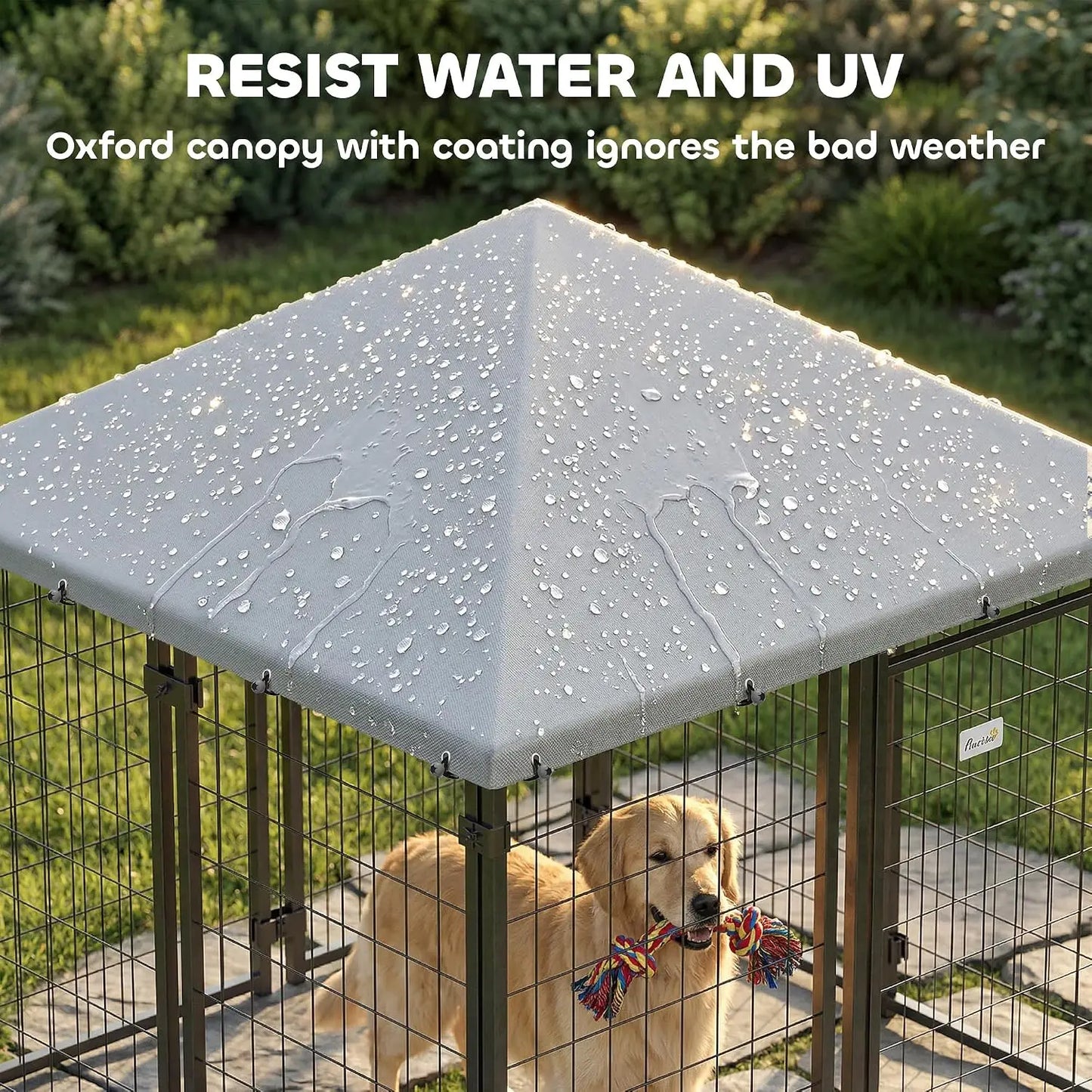 Welded Wire Outdoor Dog Kennel With Waterproof UV Cover