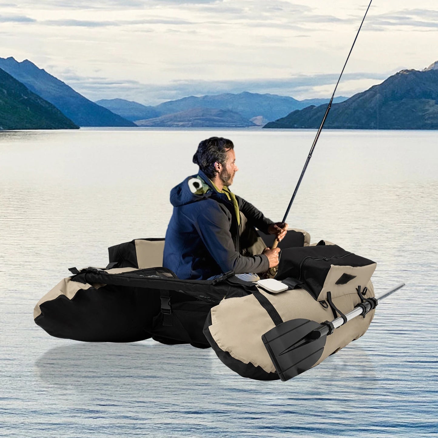 Outdoor Inflatable Fishing Boat Portable Raft 286.6 Lbs Capacity