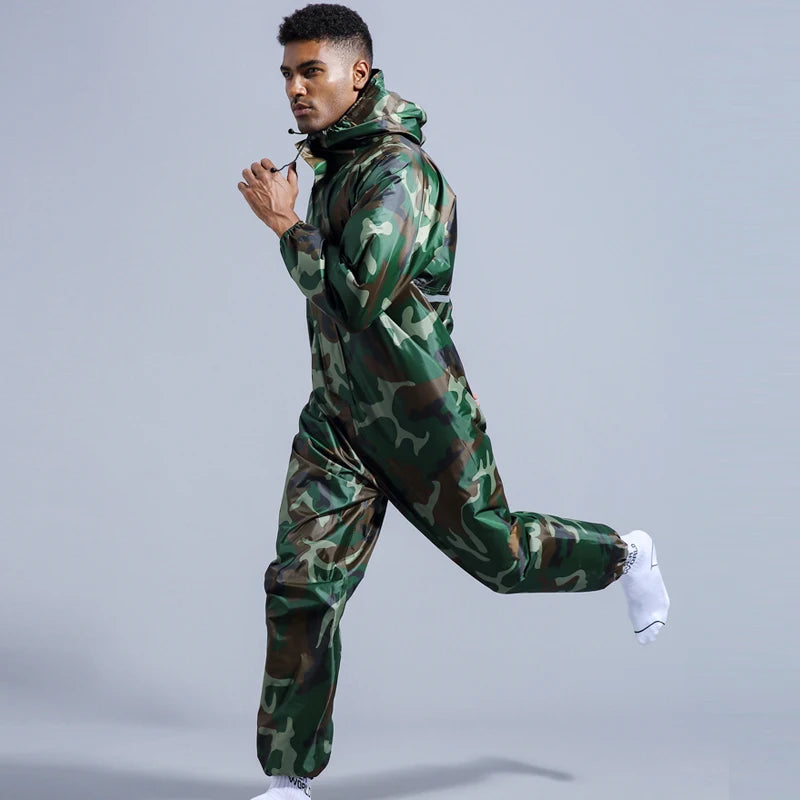 One-Piece Waterproof Hooded Raincoat for Men and Women