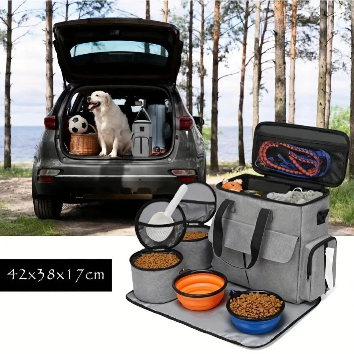 Pet Travel Bag Set Airline Approved Dog Cat Organizer