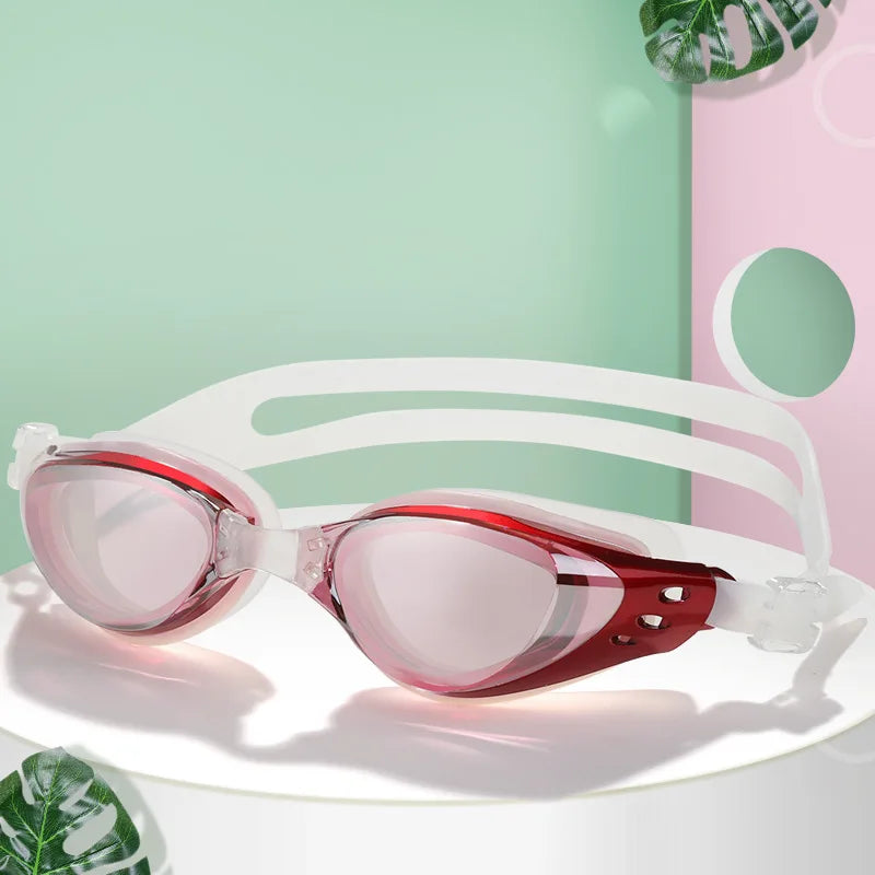 Plating Myopia Swim Goggles Waterproof Anti Fog UV Shield Unisex