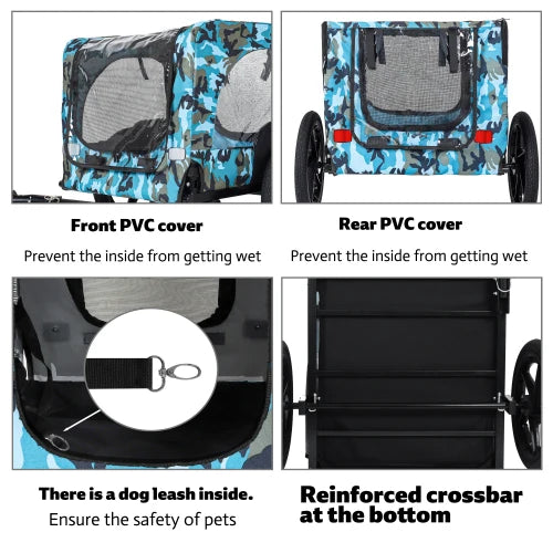 Heavy Duty Collapsible Pet Bike Trailer With All Terrain Wheels