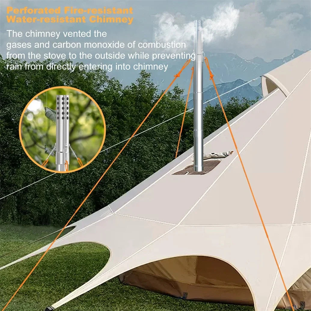 Hot Tent Stove Wood Burning Portable Stove With Chimney Pipes