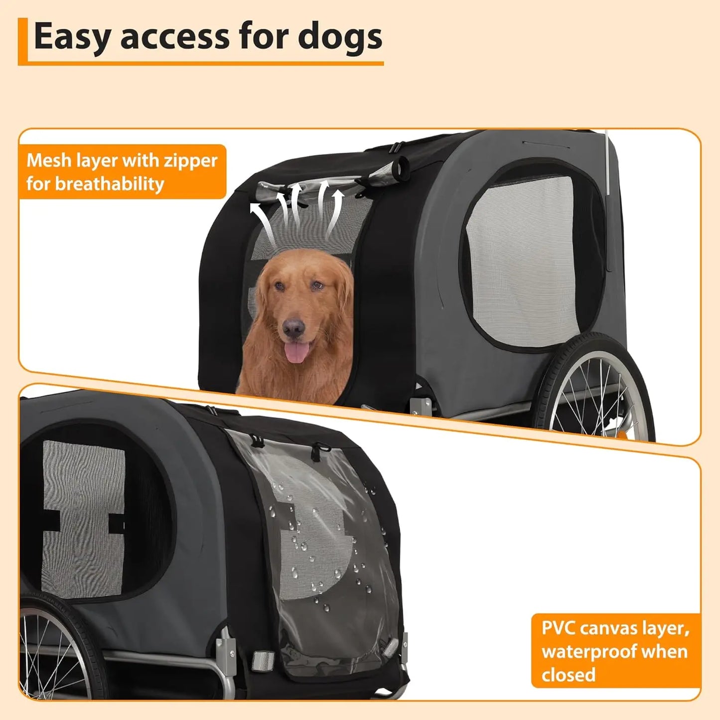 HiMISS Steel Dog Bike Trailer With Universal Coupler Folding