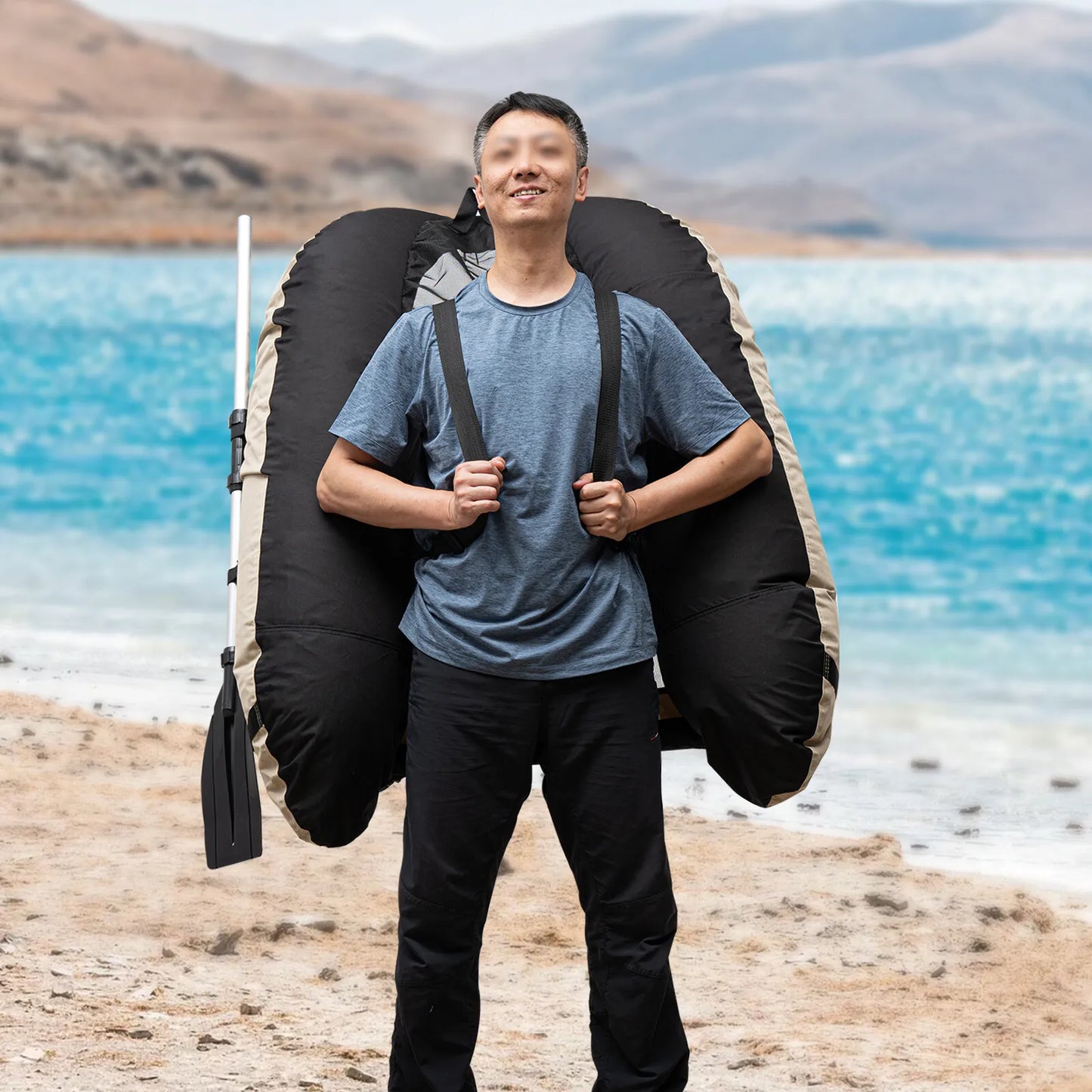 Portable Inflatable Fishing Dinghy With Adjustable Backrest