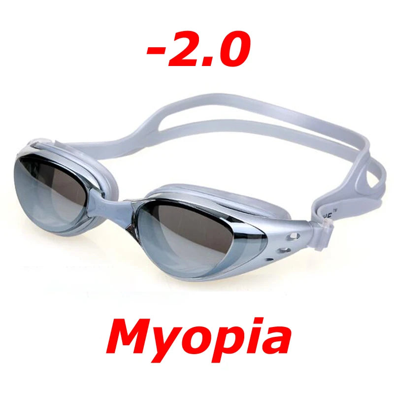 Plating Myopia Swim Goggles Waterproof Anti Fog UV Shield Unisex