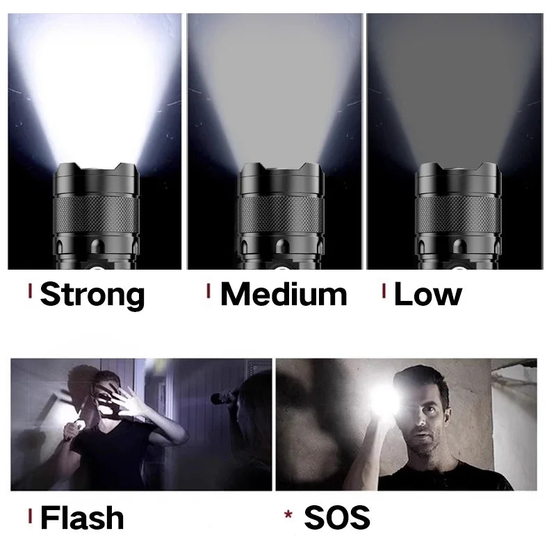 Skywolfeye LED Camping Flashlight With 9 Light Sources Waterproof