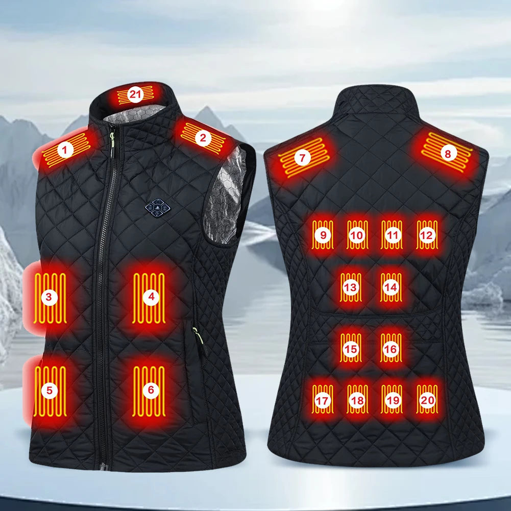 NONECN 21-Zone USB Heated Vest Cotton Thermal Jacket For Women And Men