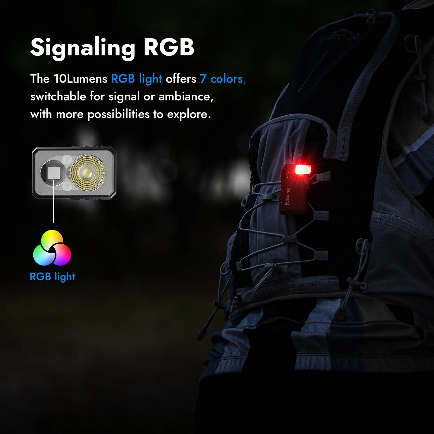 WUBEN G5 Rechargeable EDC Flashlight With Dual Light Sources RGB