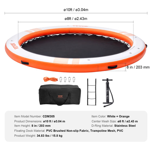 SucceBuy Inflatable Floating Dock With Non Slip Surface And Ladder