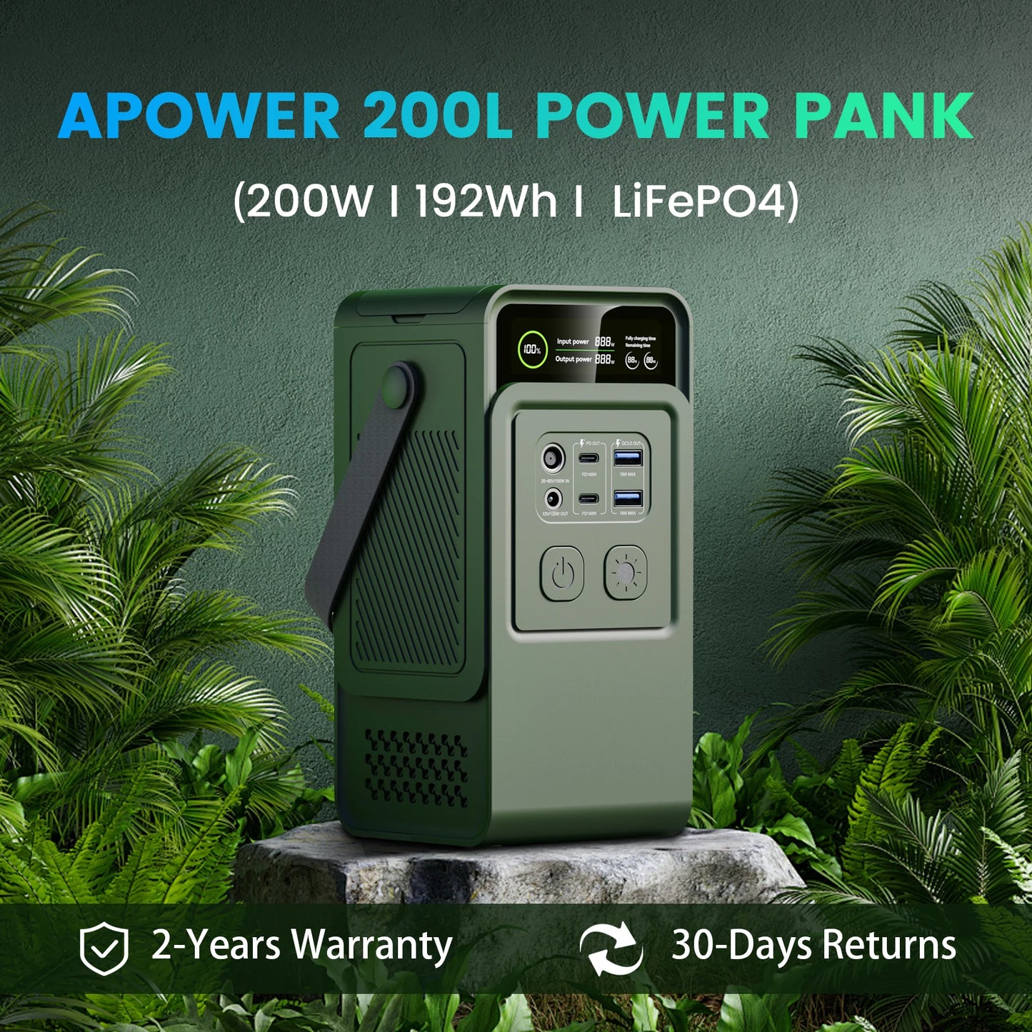 CTOLITY 200W Power Station 192Wh LiFePO4 Battery Portable