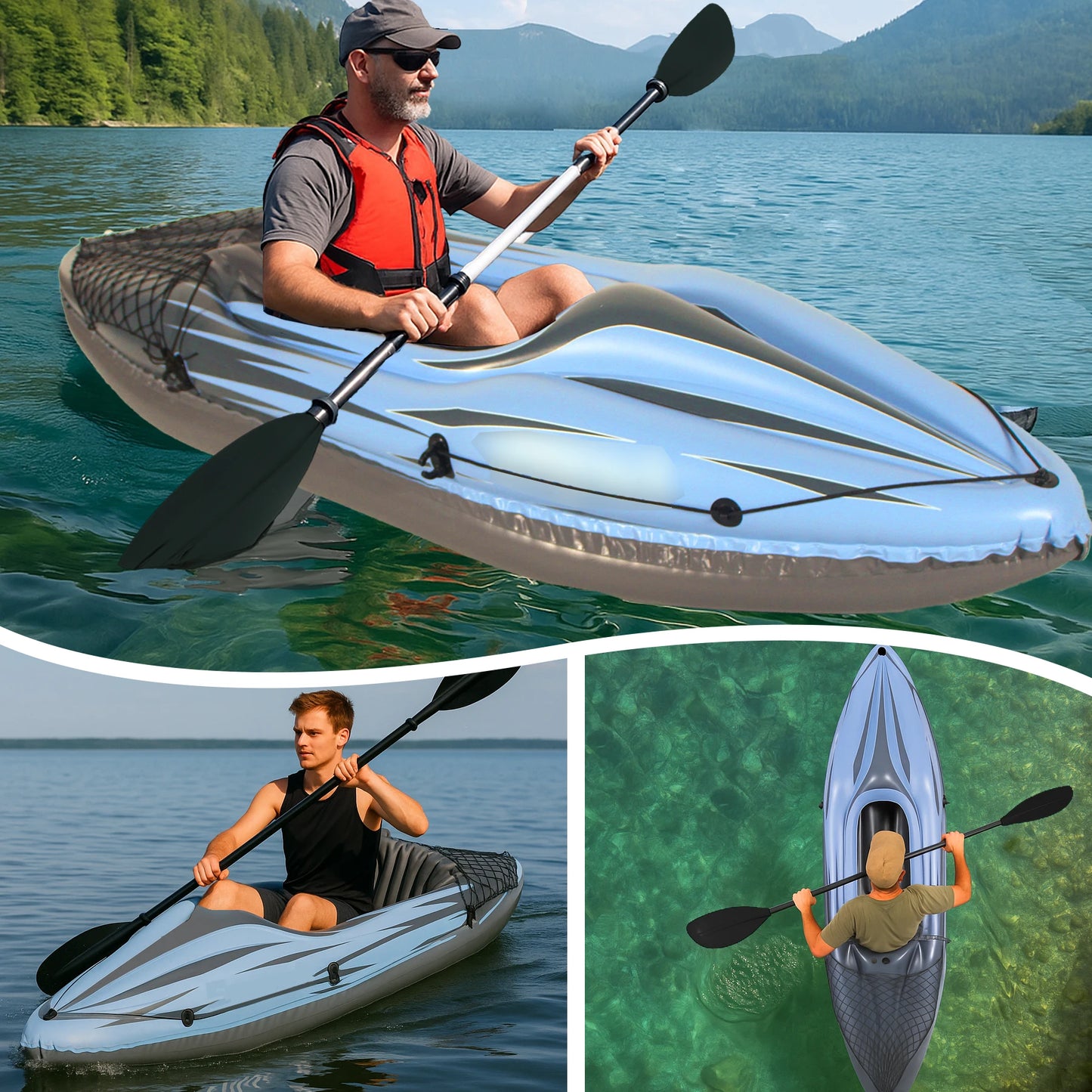 HHSJZWCY Inflatable Kayak For One Person With Paddles And Pump