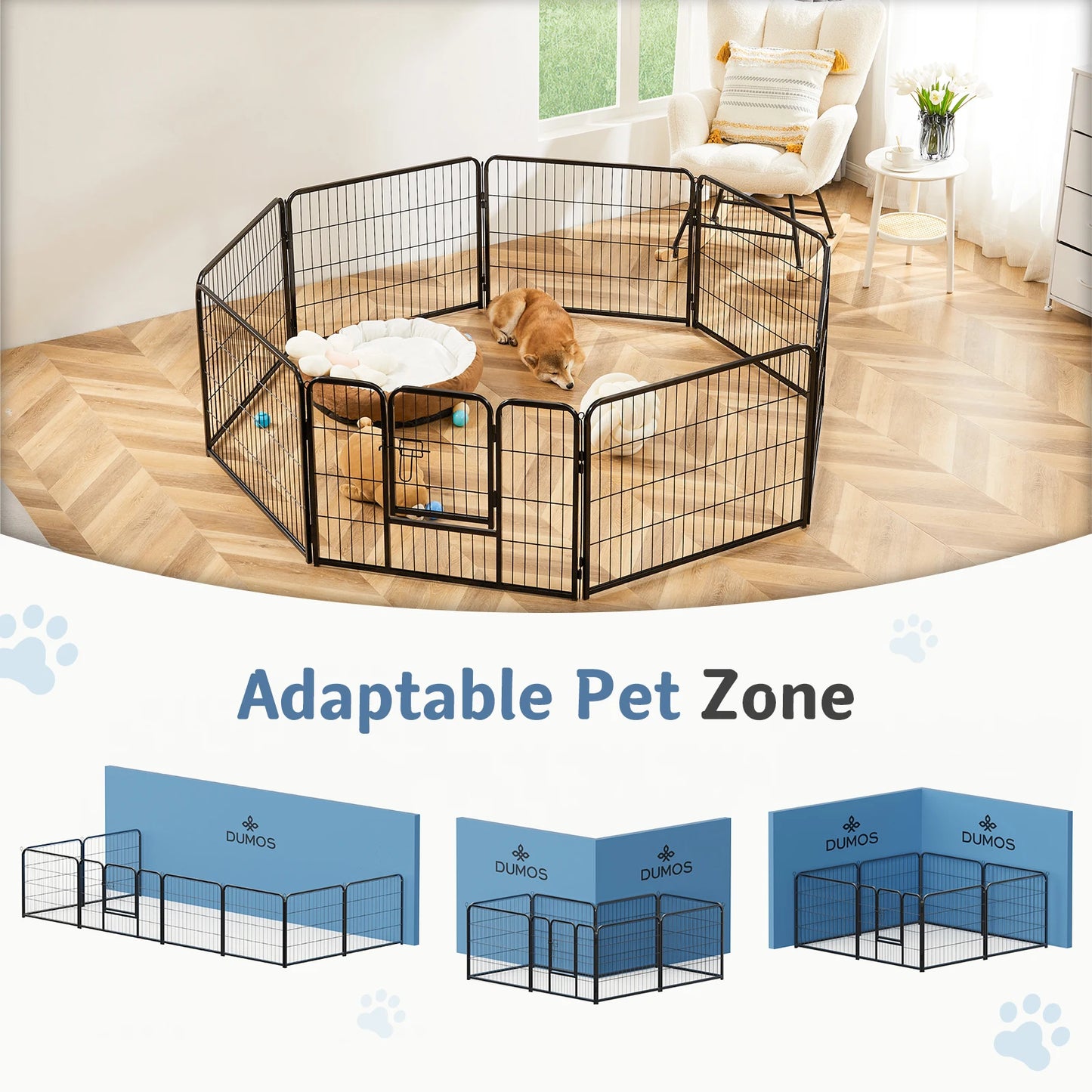 JHK Metal 8-Panel Dog Playpen Pet Fence for Outdoor Use