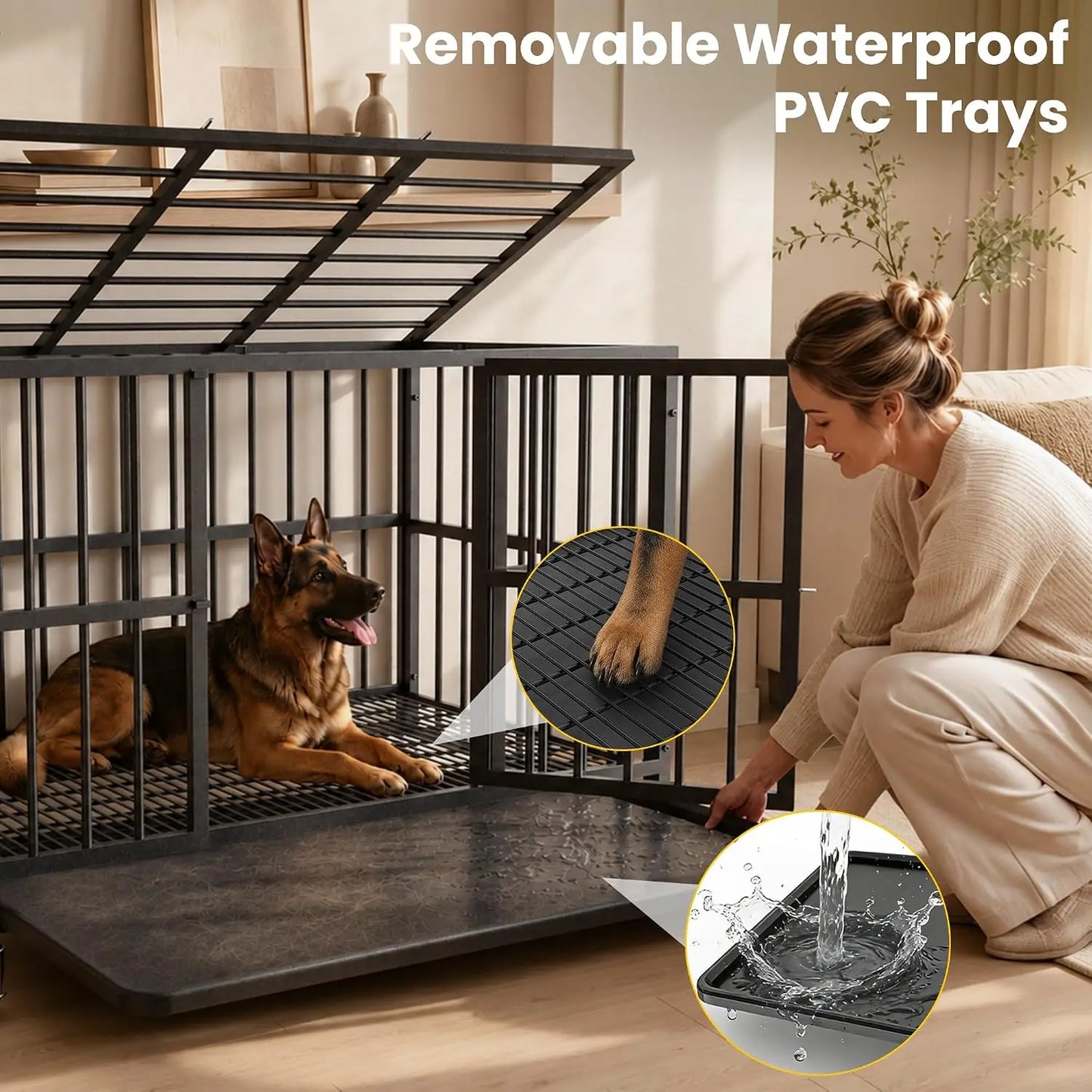 Heavy Duty Dog Crate Steel Double Door Indoor Kennel