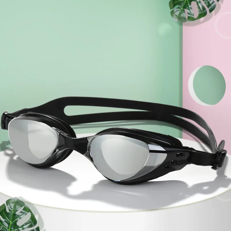 Plating Myopia Swim Goggles Waterproof Anti Fog UV Shield Unisex