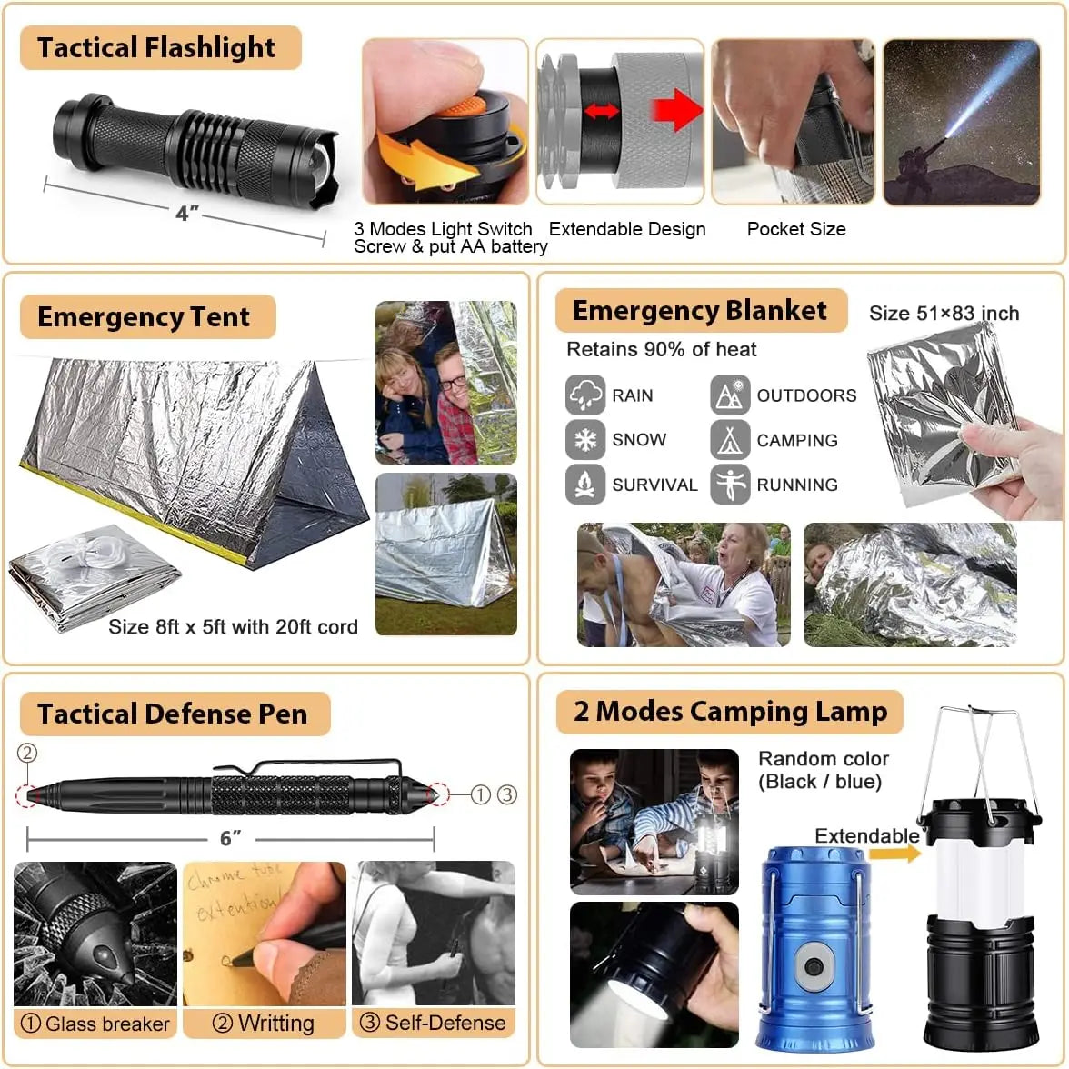 Survival Gear First Aid Kit With Molle Bag And Tent