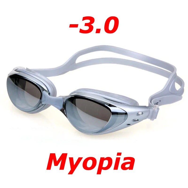 Plating Myopia Swim Goggles Waterproof Anti Fog UV Shield Unisex