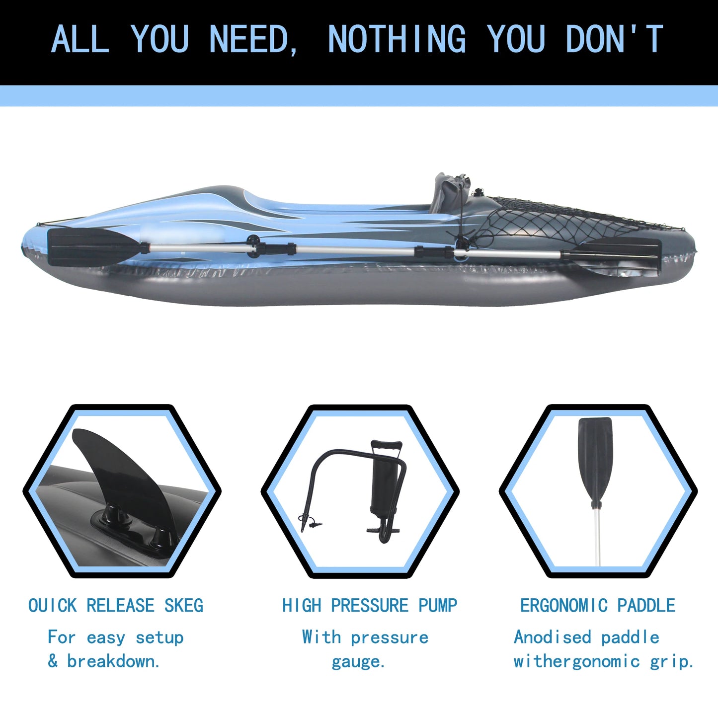 HHSJZWCY Inflatable Kayak For One Person With Paddles And Pump