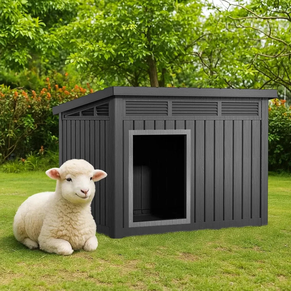 All Weather Resin Dog House For Outdoor Use Backyard Farm