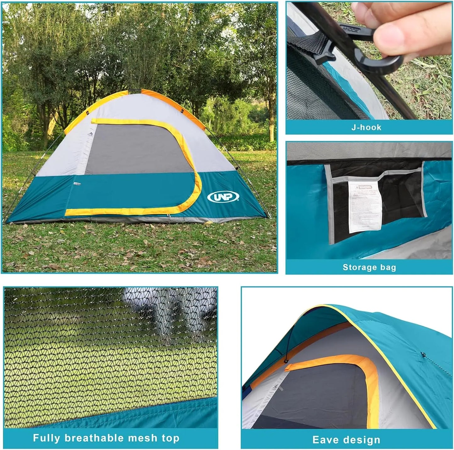 UNP Camping Tent Two To Four Person Waterproof Windproof Dome