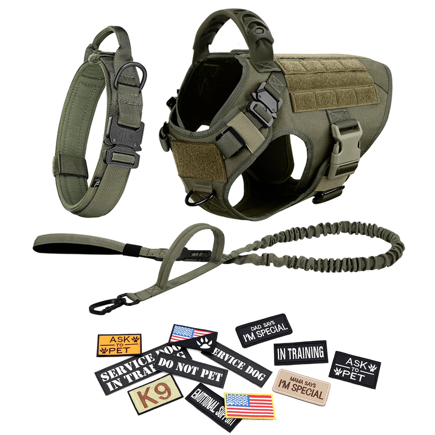 PETRAVELCN Tactical Dog Harness Vest Leash Patch Set For Training